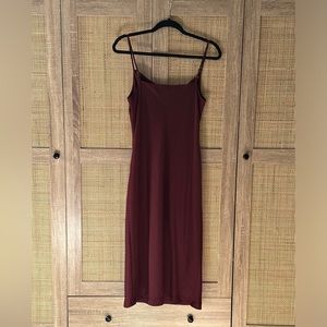 Banana Republic Cowl Neck Midi Slip Dress in Merlot